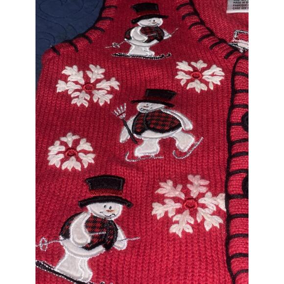 Vintage MANDAL BAY Kids Red Snowman Knit Sweater Vest Size Small 4/5￼ - Picture 5 of 8